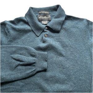 Eddie Bauer Fine Italian Merino Wool Women’s XL Blue Long Sleeve Henley Shirt